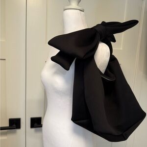 Black Oversized Bow Shoulder Bag | Statement Evening Handbag